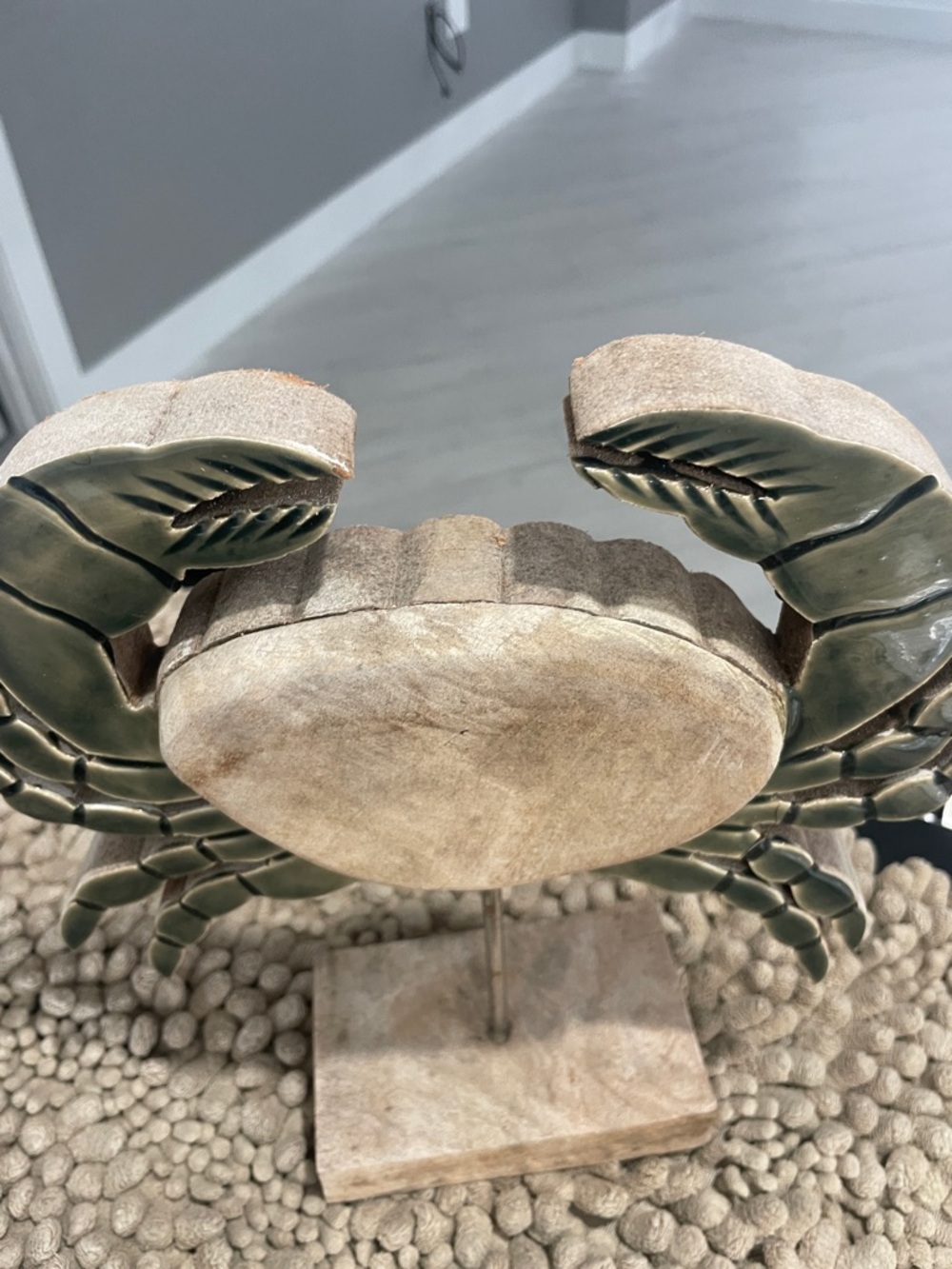 Decorative Wooden Crab Sculpture - Green & Natural - Picture 5 of 8